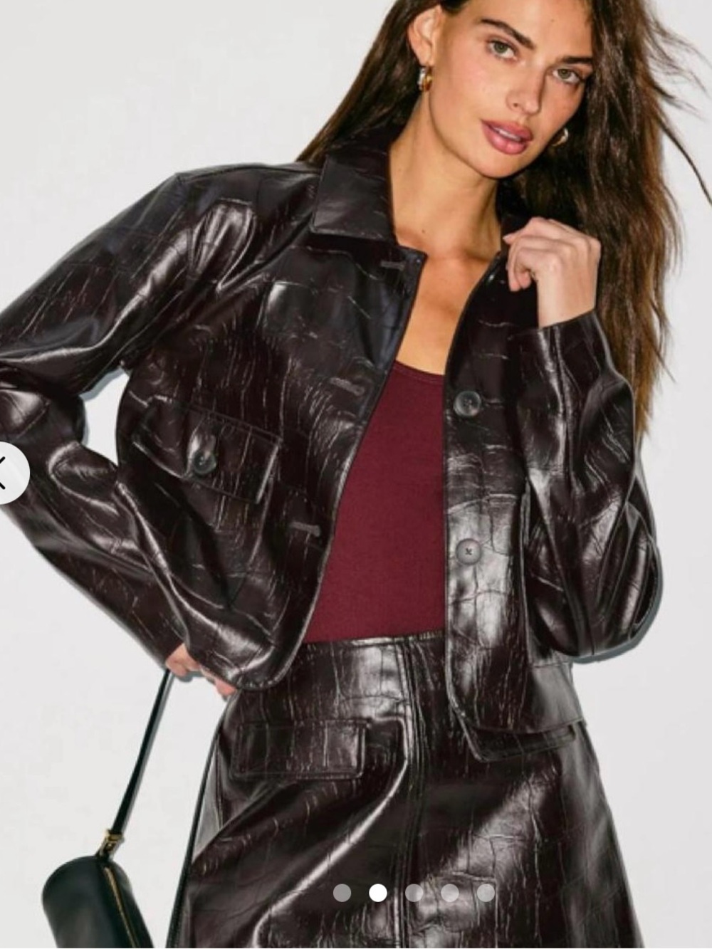 NWT - BlankNYV Croc-Embossed Dark Brown Faux Leather Jacket